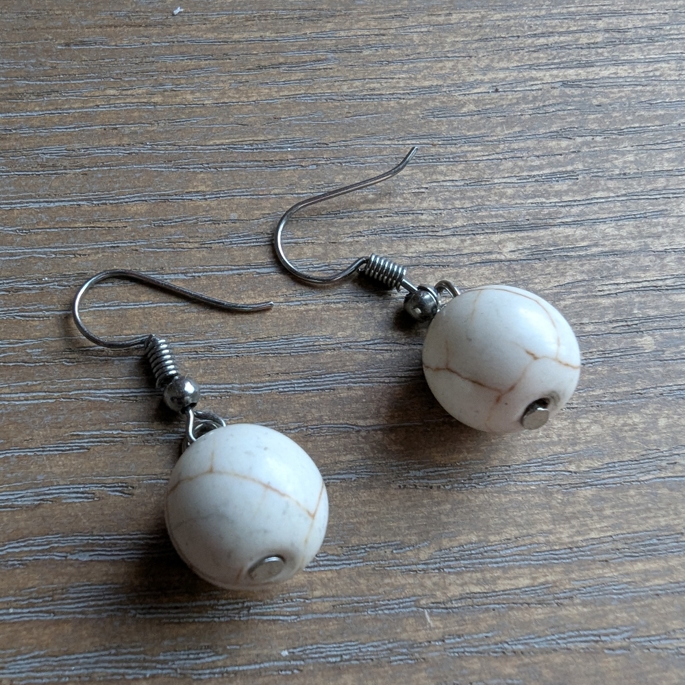 White Marble Style Earrings